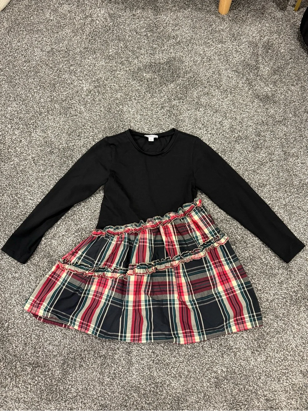 CrewCuts Asymmetrical Plaid Christmas Dress